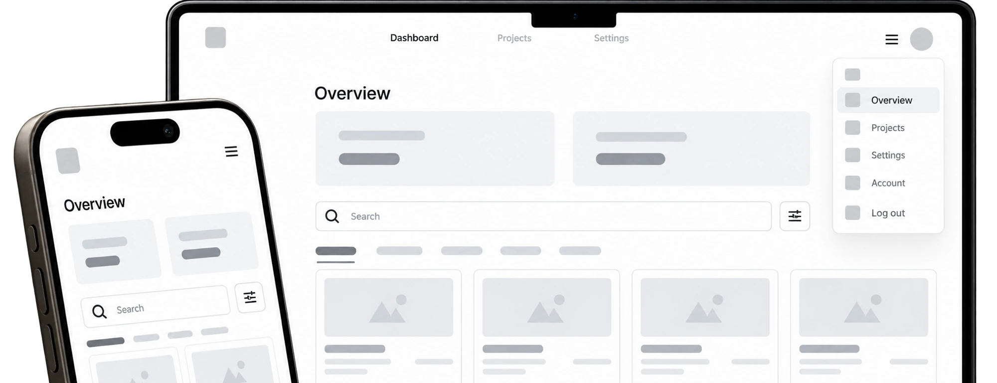 Laptop and iPhone displaying a clean dashboard