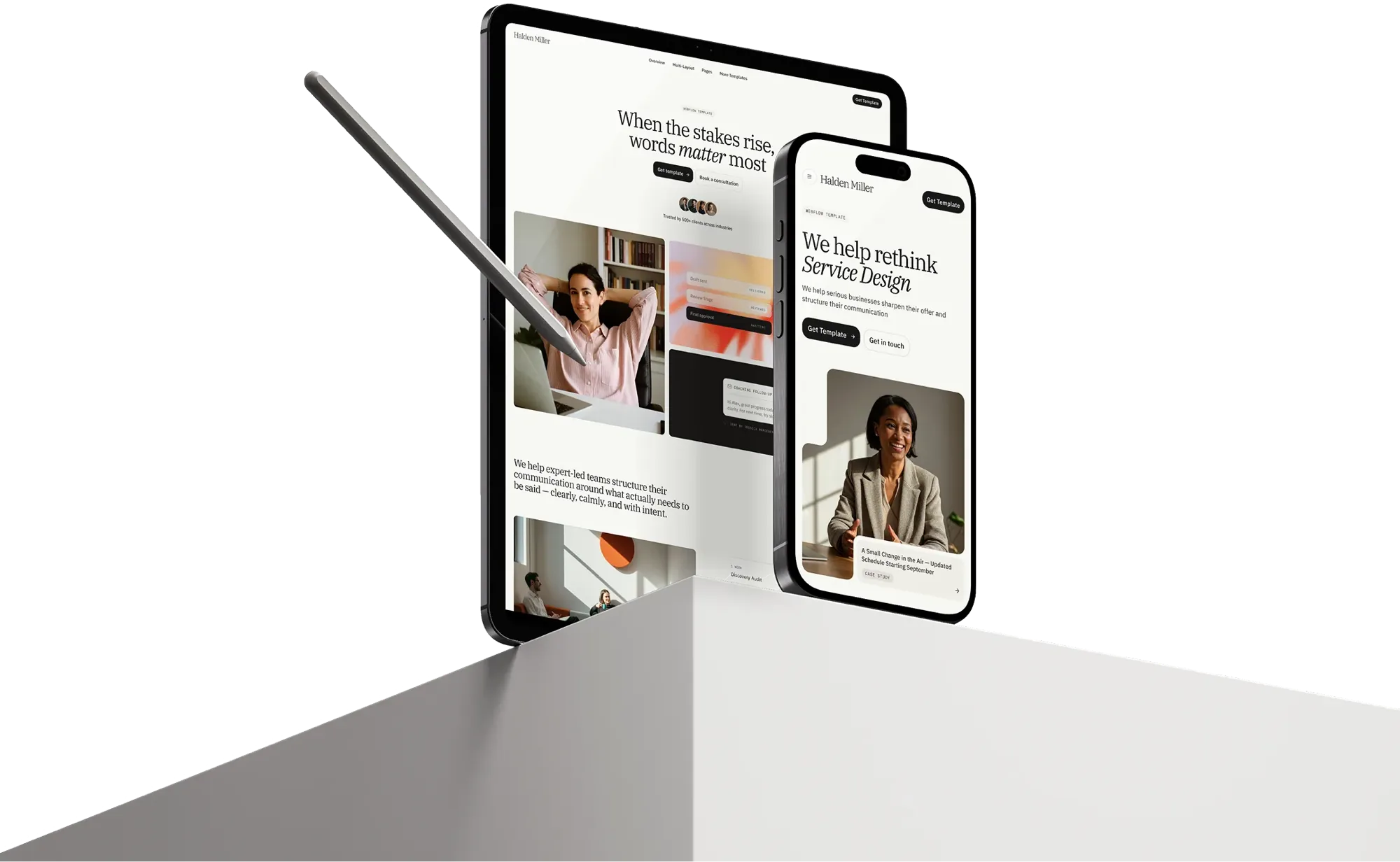 A tablet and phone showing a responsive site design